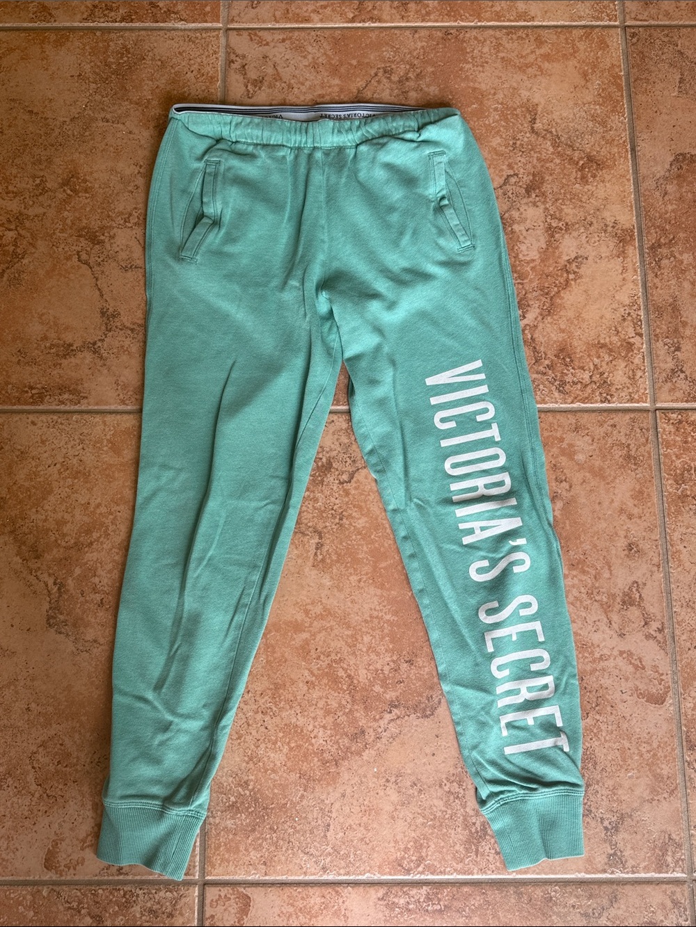 Victoria's Secret Green Joggers with Side Logo